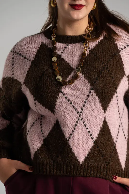 Μπλούζα Μακριά Μανίκια Balloon Καρώ