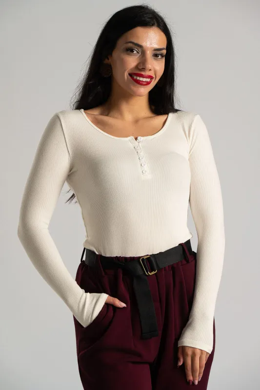 Long Sleeved Rib Blouse