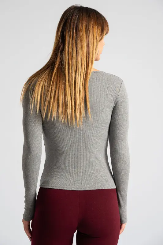 Long Sleeved Rib Blouse