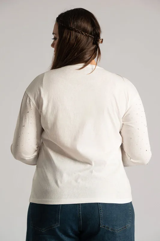 Μπλούζα Μακριά Μανίκια Strass