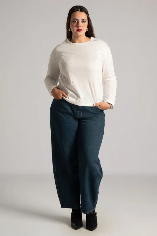 Μπλούζα Μακριά Μανίκια Strass