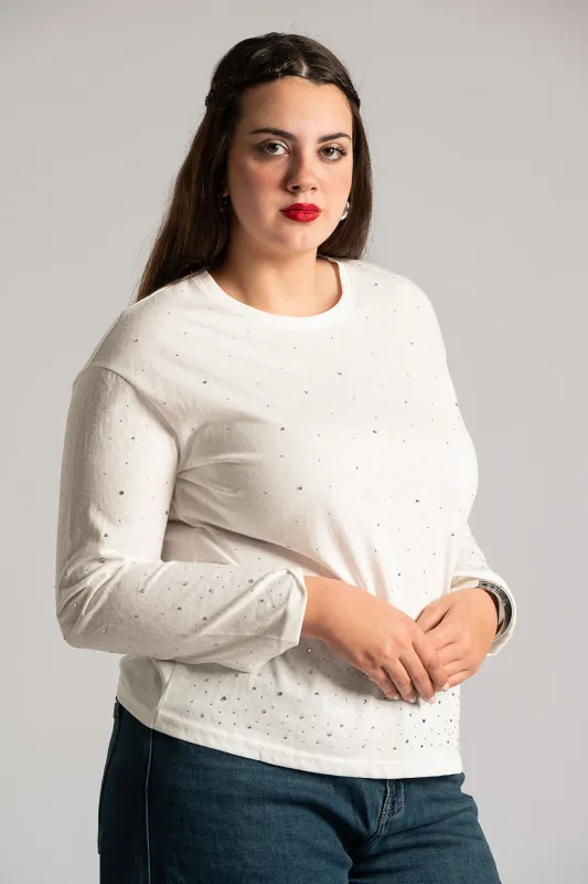 Μπλούζα Μακριά Μανίκια Strass