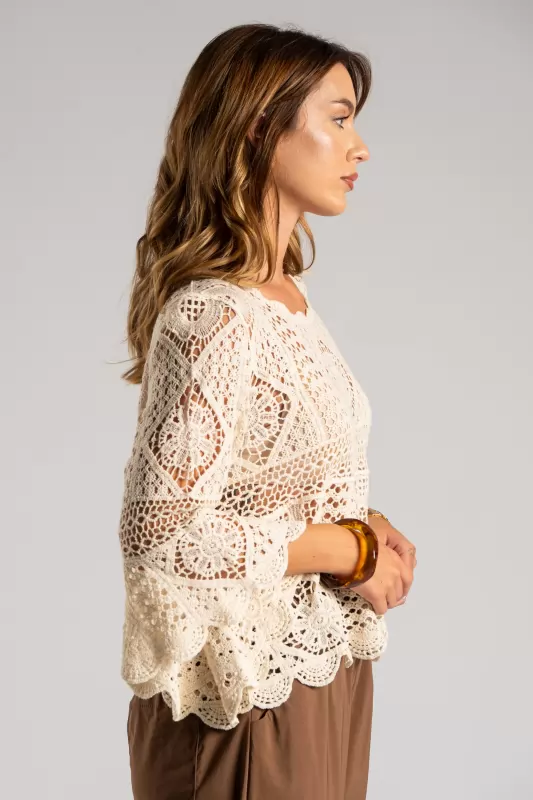 Μπλούζα Μακρύ Μανίκι Crochet