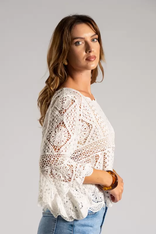 Μπλούζα Μακρύ Μανίκι Crochet