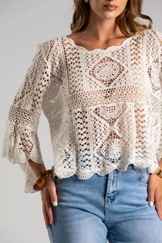 Μπλούζα Μακρύ Μανίκι Crochet