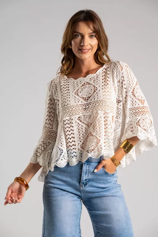 Μπλούζα Μακρύ Μανίκι Crochet