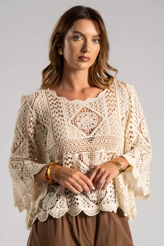 Μπλούζα Μακρύ Μανίκι Crochet
