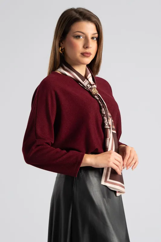 Μπλούζα Μακριά Μανίκια Φουλάρι