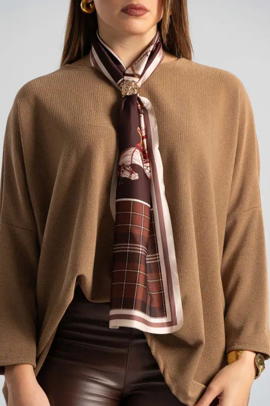 Μπλούζα Μακριά Μανίκια Φουλάρι