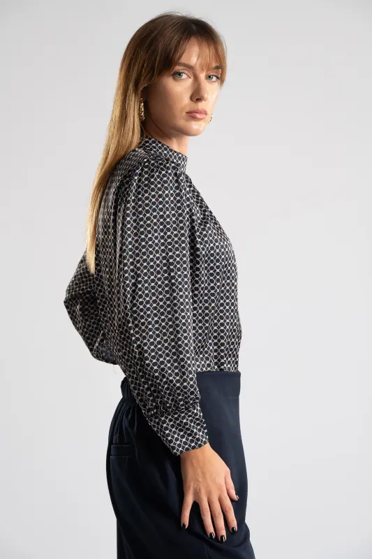 Blouse Long Sleeve Satin Chains