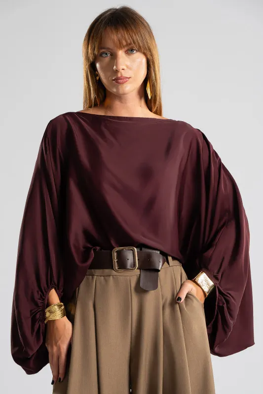 Blouse Balloon Sleeve Satin