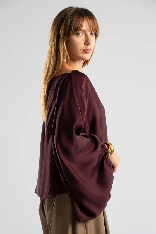 Blouse Balloon Sleeve Satin