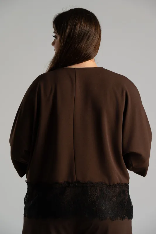 Blouse Batwing Sleeves Lace