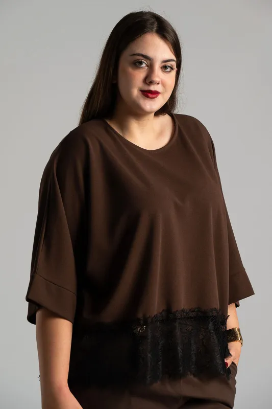 Blouse Batwing Sleeves Lace