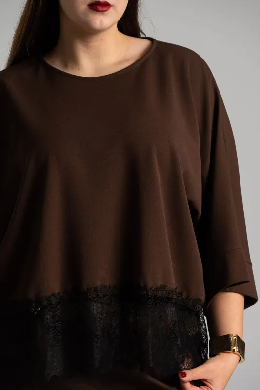 Blouse Batwing Sleeves Lace