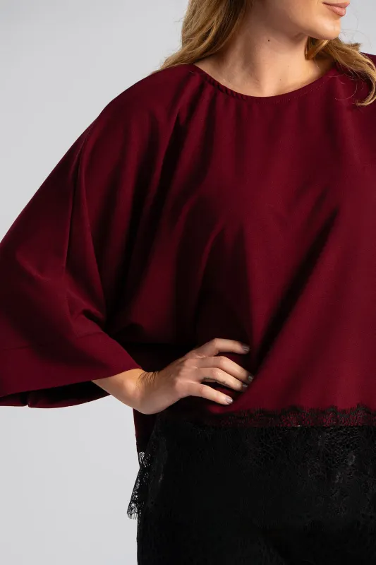 Μπλούζα Μανίκια Νυχτερίδα Δαντέλα