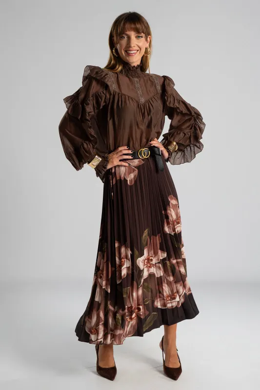 Blouse With Pleats and Ruffles
