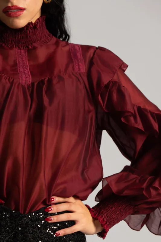 Blouse With Pleats and Ruffles