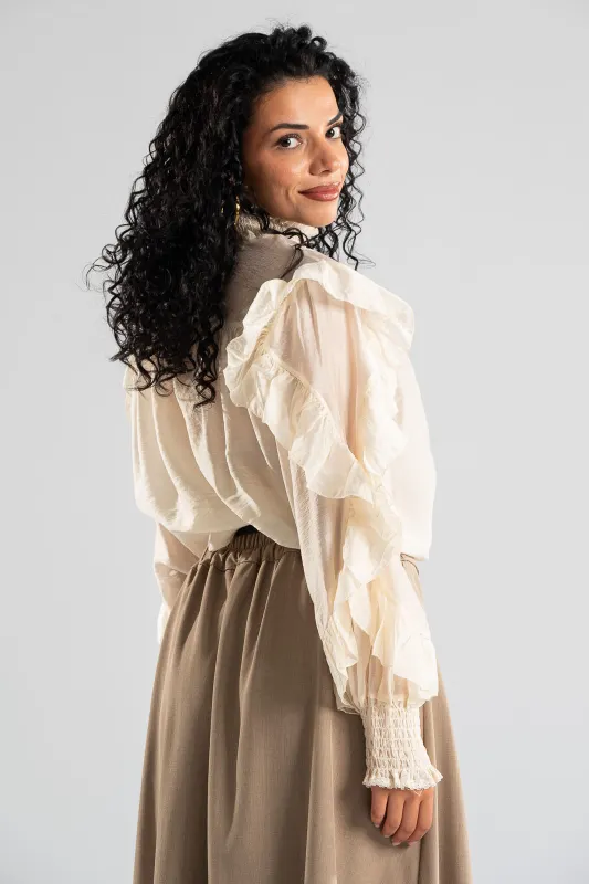 Blouse With Pleats and Ruffles