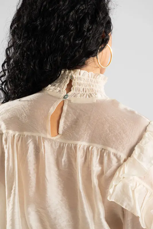 Blouse With Pleats and Ruffles