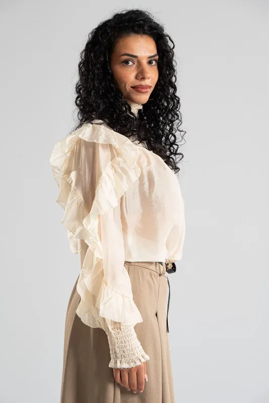 Blouse With Pleats and Ruffles