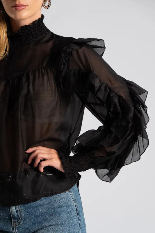 Blouse With Pleats and Ruffles