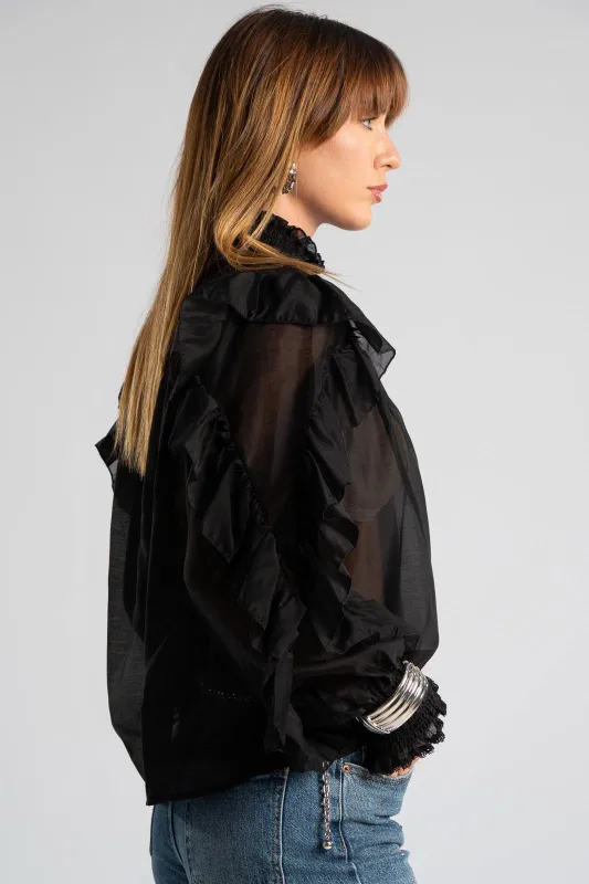 Blouse With Pleats and Ruffles