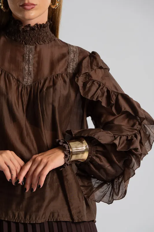 Blouse With Pleats and Ruffles