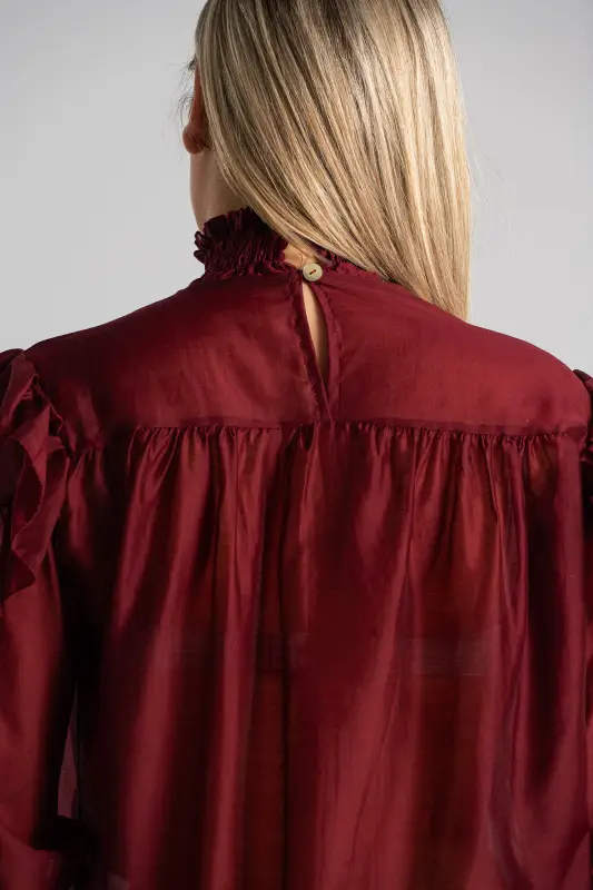 Blouse With Pleats and Ruffles