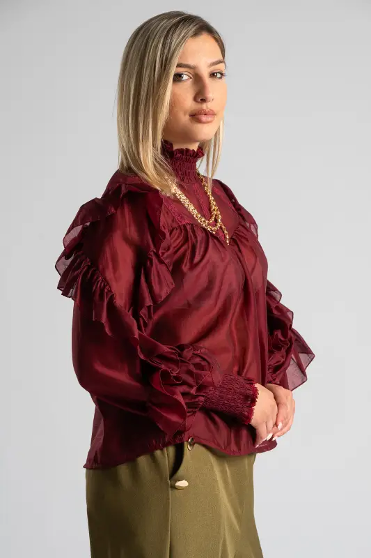 Blouse With Pleats and Ruffles
