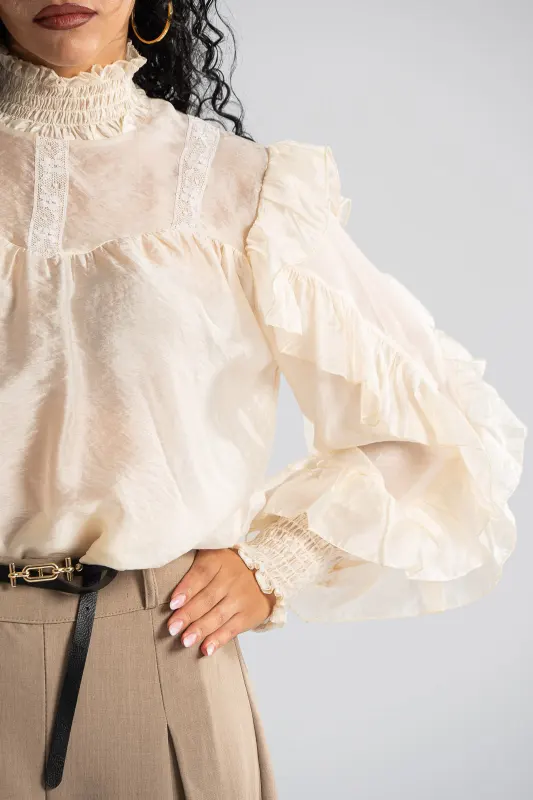 Blouse With Pleats and Ruffles