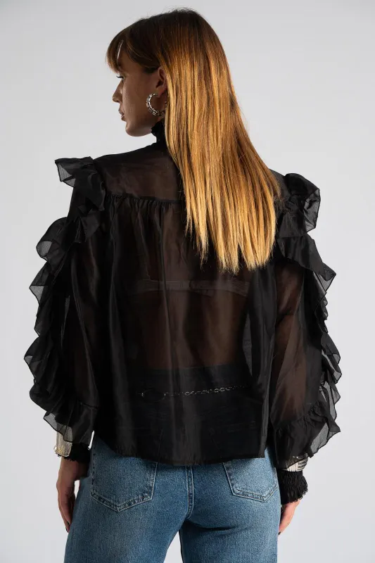Blouse With Pleats and Ruffles