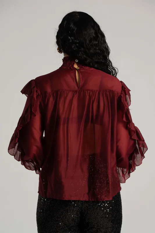 Blouse With Pleats and Ruffles