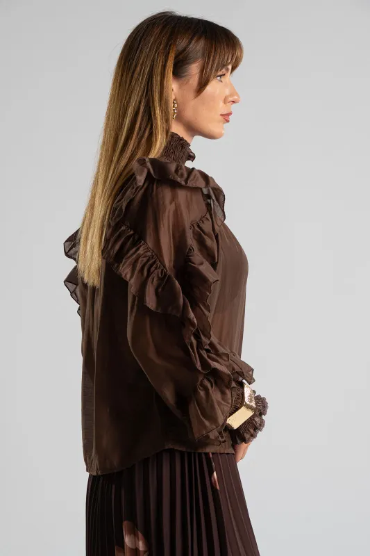 Blouse With Pleats and Ruffles