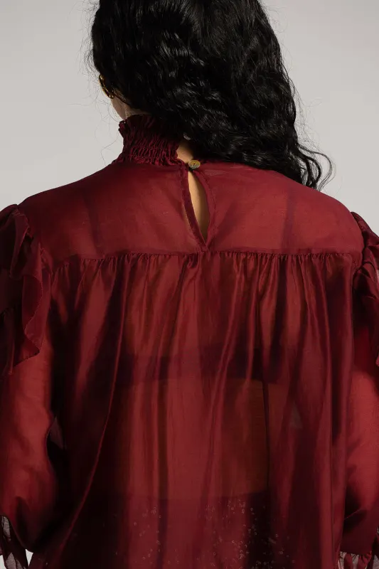 Blouse With Pleats and Ruffles