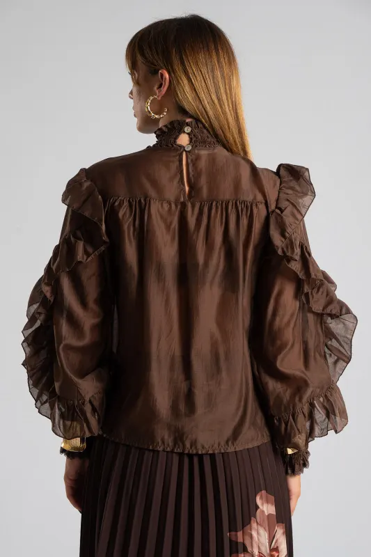 Blouse With Pleats and Ruffles