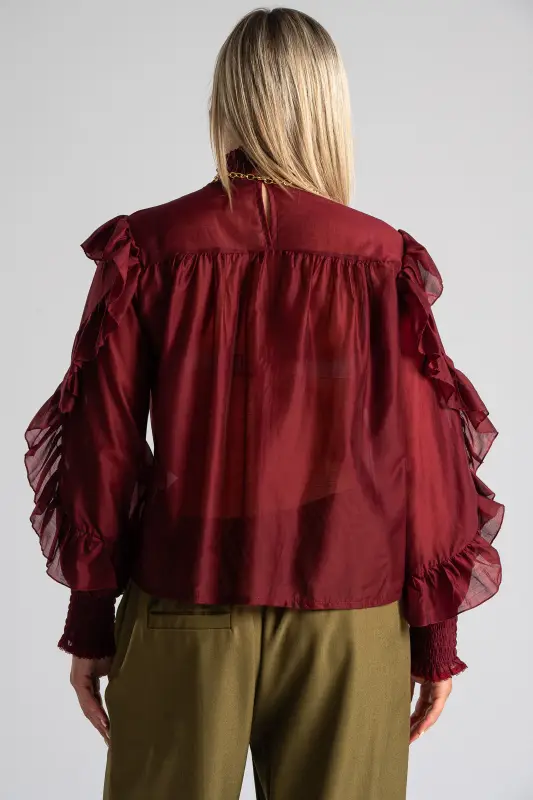 Blouse With Pleats and Ruffles