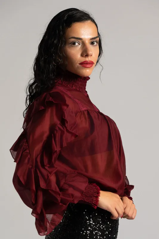 Blouse With Pleats and Ruffles