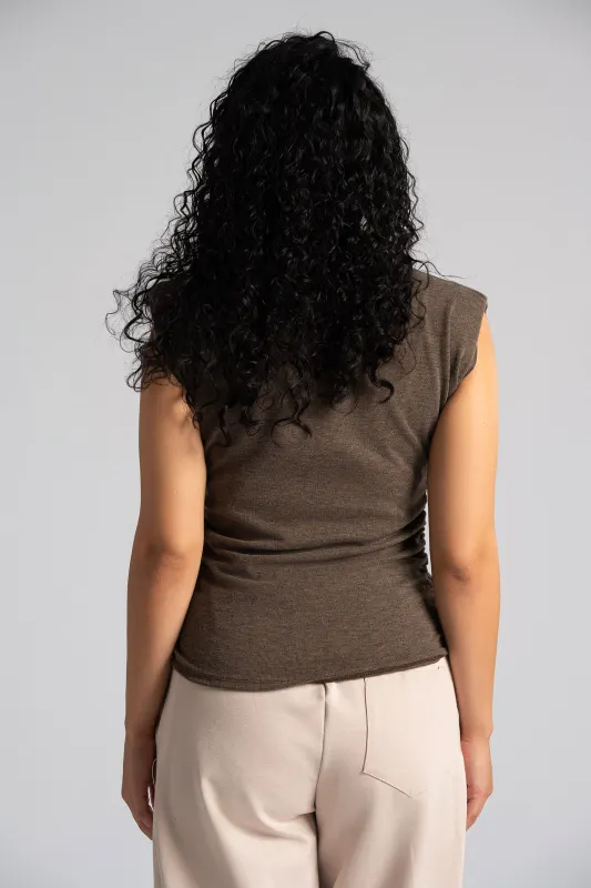 Blouse Mock-Neck Sleeveless 