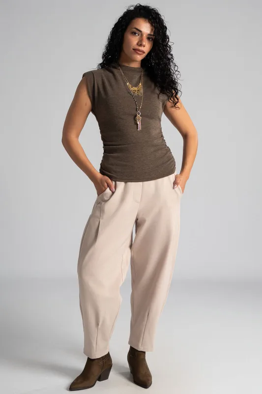 Blouse Mock-Neck Sleeveless 