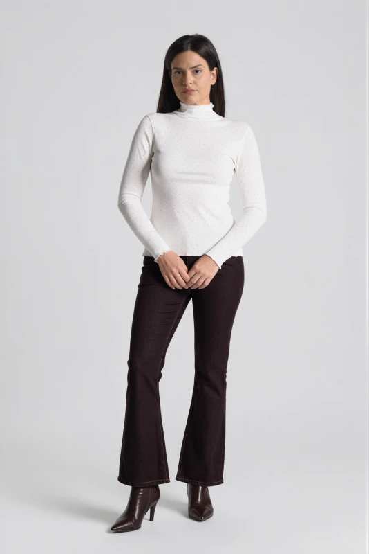 Μπλούζα Mock Neck με Στρας