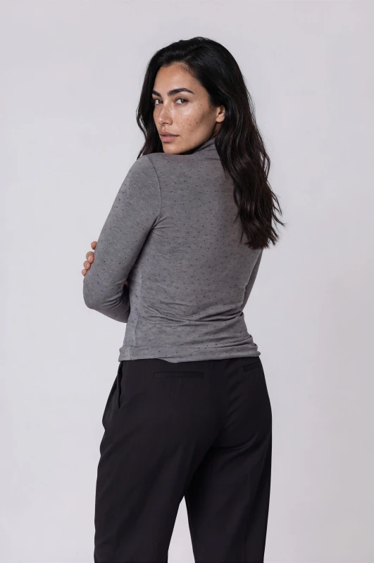 Μπλούζα Mock Neck με Στρας