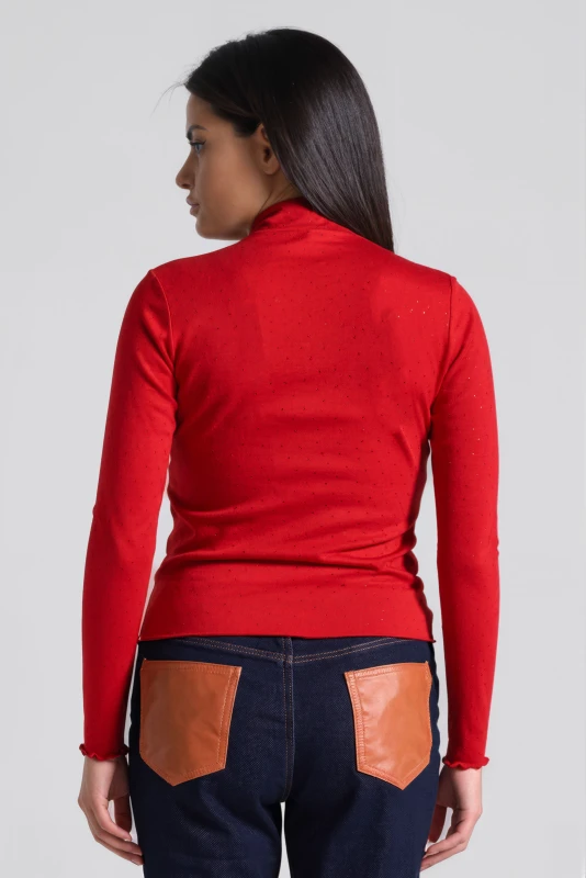 Μπλούζα Mock Neck με Στρας