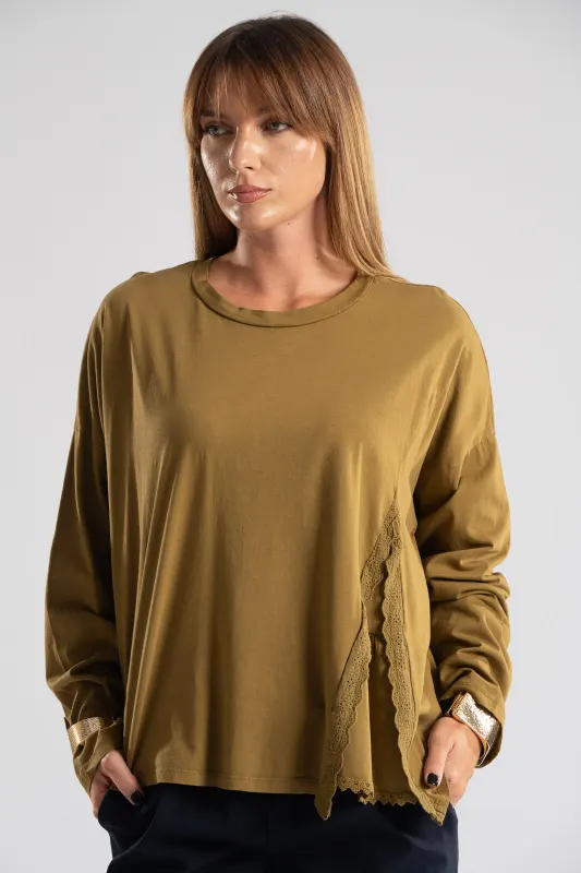 Blouse Solid Color Kippur Detail