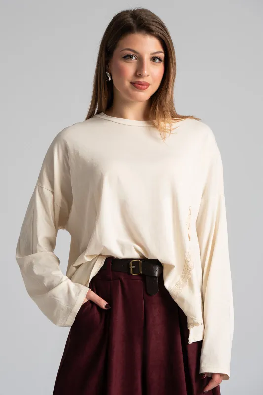 Μπλούζα Μονόχωμη Κιπούρ Λεπτομέρεια