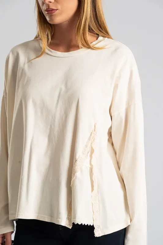 Blouse Solid Color Kippur Detail