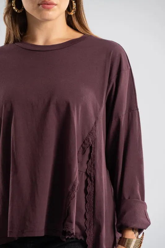 Blouse Solid Color Kippur Detail