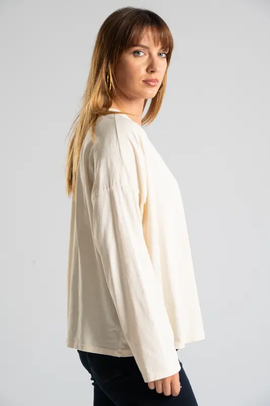 Blouse Solid Color Kippur Detail