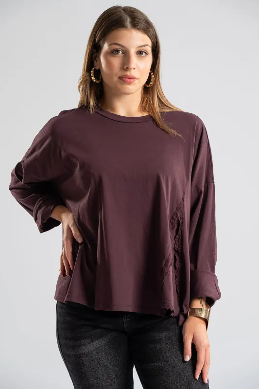 Blouse Solid Color Kippur Detail