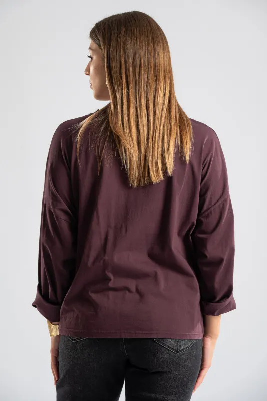 Blouse Solid Color Kippur Detail